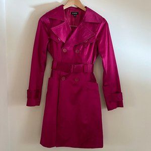 ★ BEBE ★ HOT Pink Satin Trench Coat